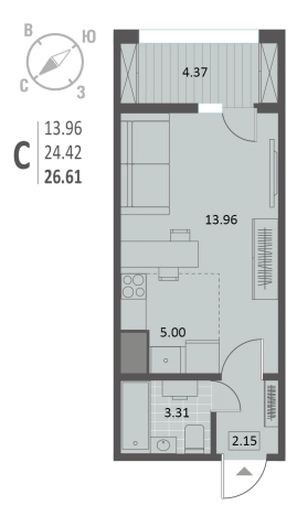 Купить Студию в Воронеже. Вариант № 244701, 0, площадь -  квм, цена 5814285 рублей