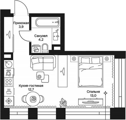 . Вариант № 127534, 0, площадь - 33.8 квм, цена 31194020 рублей