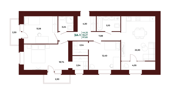 Купить трехкомнатную квартиру в новостройках на улице проспект Строителей в Пензе. Вариант № 418627, 0, площадь -  квм, цена 11901560 рублей