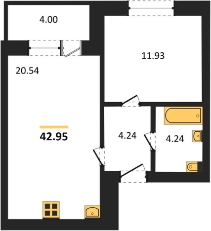 Купить однокомнатную квартиру в Калининградской области. Вариант № 67736, 0, площадь -  квм, цена 4368000 рублей