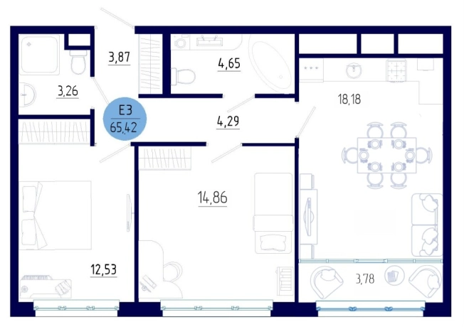 Купить двухкомнатную квартиру на улице проезд Бульвар Оптимистов в Рязанской области. Вариант № 102176, 0, площадь -  квм, цена 7521337 рублей