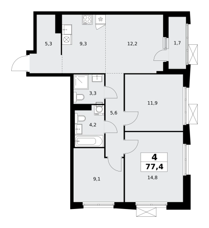 Купить многокомнатную квартиру в ЖК Дзен-кварталы в Москве. Вариант № 3353958, 0, площадь -  квм, цена 26199900 рублей