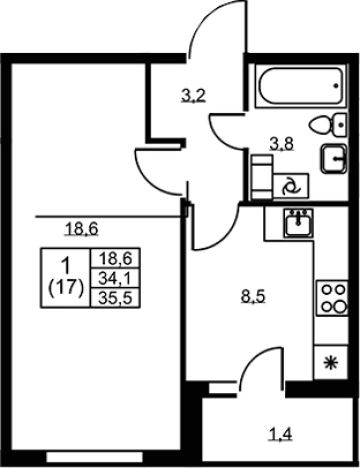 Купить однокомнатную квартиру в ЖК Ермак в Ленинградской области. Вариант № 6609704, 0, площадь -  квм, цена 4202400 рублей