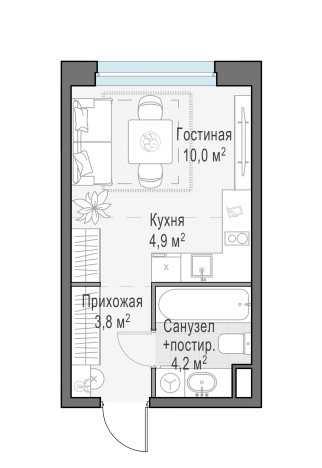 . Вариант № 167467, 0, площадь - 22.9 квм, цена 5640000 рублей