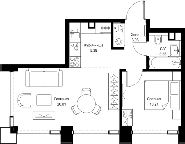 Купить однокомнатную квартиру в новостройках у метро Давыдково в Москве. Вариант № 10349716, 0, площадь - квм, цена 26424529 рублей