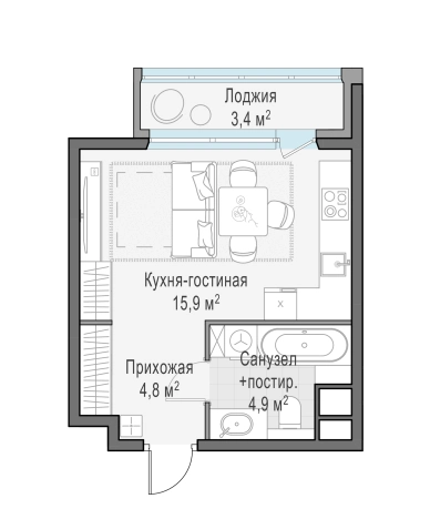 Купить Студию на улице Маковского в Одинцове. Вариант № 134610, 0, площадь -  квм, цена 9970000 рублей