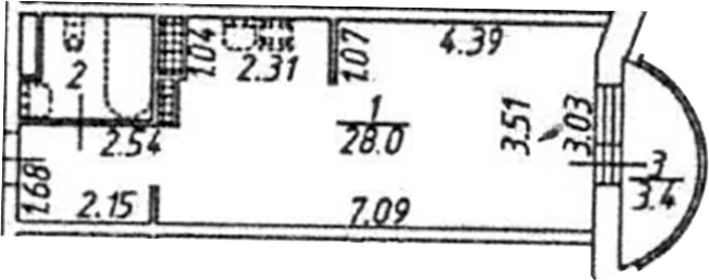 . Вариант № 7843978, 0, площадь - 31.3 квм, цена 6800000 рублей