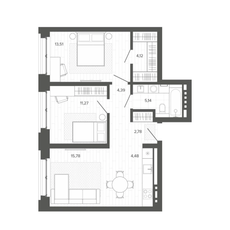 Купить трехкомнатную квартиру в Барнауле. Вариант № 2521070, 0, площадь -  квм, цена 10916000 рублей
