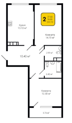 Купить двухкомнатную квартиру на улице бульвар Содружества в Воронеже. Вариант № 89025, 0, площадь - квм, цена 9844653 рублей