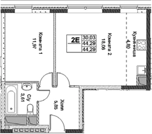 Купить двухкомнатную квартиру в районе Северный в Москве. Вариант № 117986, 0, площадь -  квм, цена 12536900 рублей
