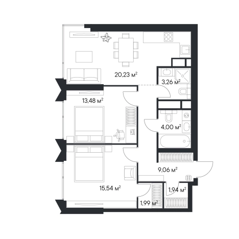 Купить двухкомнатную квартиру у метро Нагатинская в Москве. Вариант № 8041107, 0, площадь -  квм, цена 42651889 рублей