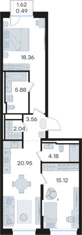 Купить двухкомнатную квартиру в ЖК GloraX Premium Гребной Канал в Нижнем Новгороде. Вариант № 9337108, 0, площадь -  квм, цена 20108106 рублей