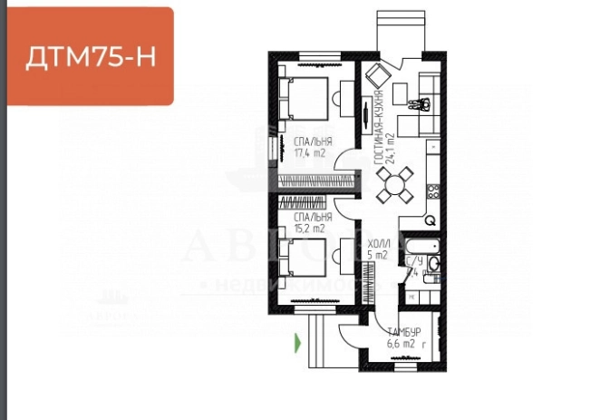 . Вариант № 13169, 6, площадь - 75 квм, цена 8200000 рублей