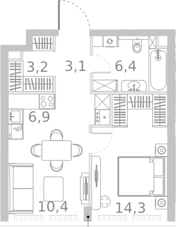 . Вариант № 105348, 0, площадь - 44.3 квм, цена 40046451 рублей