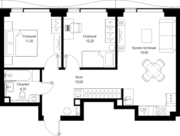 Купить двухкомнатную квартиру у метро Тушинская в Москве. Вариант № 908873, 0, площадь -  квм, цена 26460000 рублей