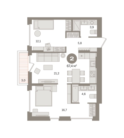 Купить двухкомнатную квартиру в ЖК Первый квартал. Вторая очередь в Московской области. Вариант № 8615727, 0, площадь -  квм, цена 12320000 рублей