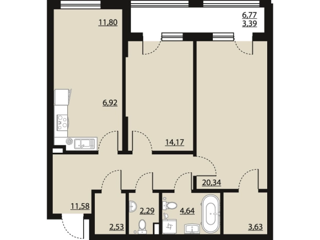 Купить квартиру в новостройках в ЖК Бунин в Воронеже. Вариант № 120363, 0, площадь -  квм, цена 11387622 рублей