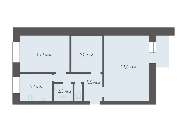 Купить двухкомнатную квартиру в Рязанской области. Вариант № 9623891, 1, площадь -  квм, цена 3490000 рублей