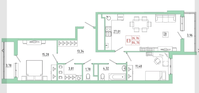 Купить трехкомнатную квартиру на улице Оружейная в Туле. Вариант № 71326, 0, площадь -  квм, цена 8303937 рублей