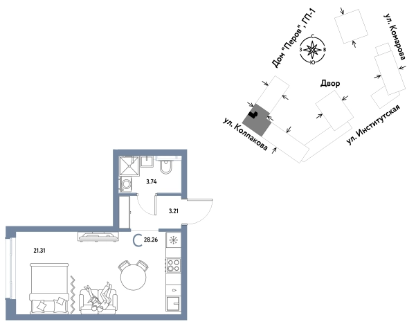 . Вариант № 10440675, 0, площадь - 28.26 квм, цена 12266667 рублей