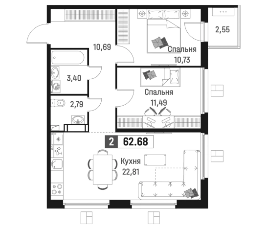 Купить трехкомнатную квартиру у метро Девяткино в Мурине. Вариант № 6867541, 0, площадь -  квм, цена 11848776 рублей