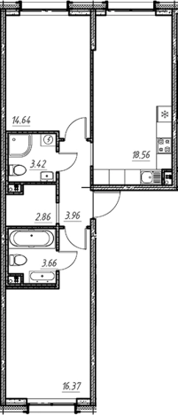 . Вариант № 9154483, 0, площадь - 63.47 квм, цена 9021308 рублей