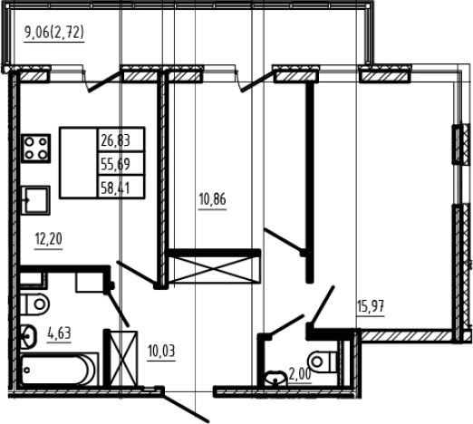 Купить квартиру в ЖК Новая история в Сертолове. Вариант № 6963032, 0, площадь -  квм, цена 11857230 рублей
