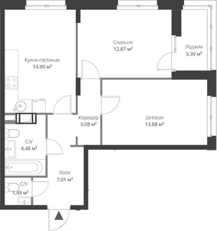 Купить трехкомнатную квартиру в Сертолове. Вариант № 6058422, 0, площадь -  квм, цена 9478638 рублей