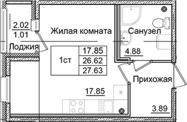 Купить Студию в новостройках в ЖК Квартал Заречье в Санкт-Петербурге. Вариант № 6707152, 0, площадь -  квм, цена 4628025 рублей