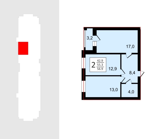 Купить двухкомнатную квартиру на улице Пожарского в Суздале. Вариант № 7589380, 1, площадь -  квм, цена 6259000 рублей