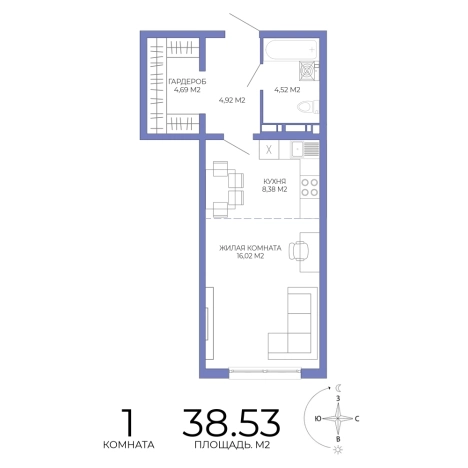 Купить однокомнатную квартиру на улице Побочинская в Пензе. Вариант № 127103, 0, площадь -  квм, цена 3544760 рублей