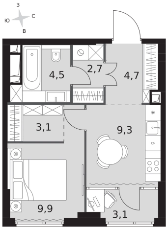 Купить однокомнатную квартиру в ЖК Sydney City в Москве. Вариант № 121505, 0, площадь -  квм, цена 32372670 рублей
