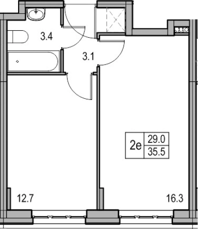 . Вариант № 328805, 0, площадь - 35.97 квм, цена 6345108 рублей