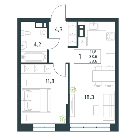 Купить однокомнатную квартиру на вторичке на улице Токмакова в Чите. Вариант № 137992, 0, площадь -  квм, цена 6102660 рублей