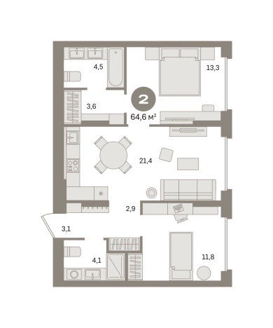 Купить двухкомнатную квартиру у метро Домодедовская в Видном. Вариант № 8538551, 0, площадь -  квм, цена 11370000 рублей