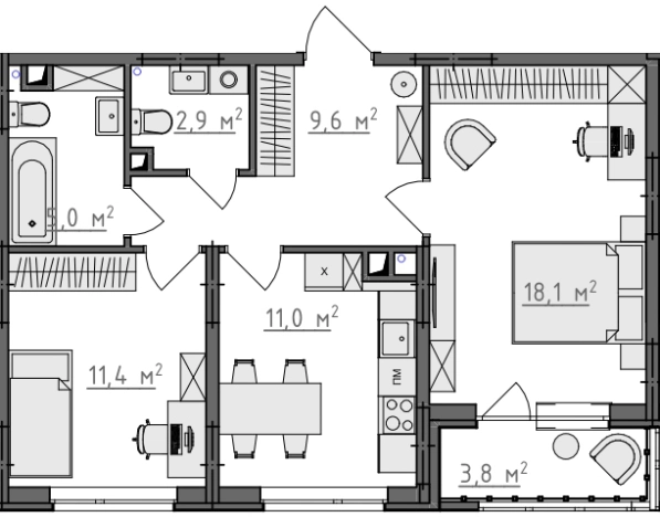 Купить двухкомнатную квартиру в районе Октябрьский в Владимире. Вариант № 156195, 0, площадь -  квм, цена 6409300 рублей