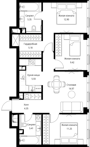 Купить трехкомнатную квартиру в СЗАО в Москве. Вариант № 143449, 0, площадь -  квм, цена 38701339 рублей