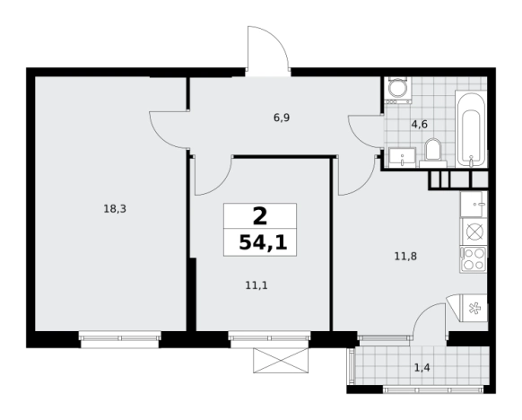 . Вариант № 116697, 0, площадь - 54.1 квм, цена 21148772 рублей
