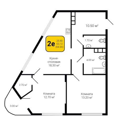 Купить двухкомнатную квартиру в ЖК Джаз (Врн) в Воронеже. Вариант № 98012, 0, площадь -  квм, цена 10959899 рублей