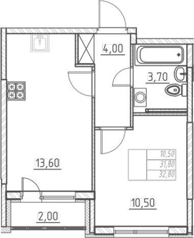 Купить однокомнатную квартиру в ЖК Огоньки в Всеволожске. Вариант № 7254767, 0, площадь -  квм, цена 4854000 рублей