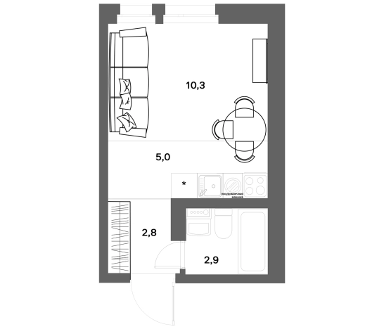 Купить Студию в новостройках у метро Девяткино в Ленинградской области. Вариант № 8343909, 0, площадь - квм, цена 3255000 рублей