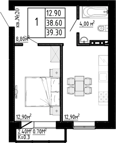 Купить однокомнатную квартиру в ЖК Перспектива в Коммунаре. Вариант № 9325276, 0, площадь -  квм, цена 5305500 рублей