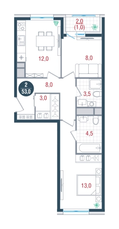 Купить двухкомнатную квартиру у метро Кантемировская в Москве. Вариант № 8925362, 0, площадь -  квм, цена 18440840 рублей