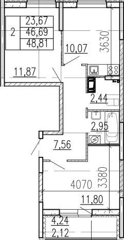 Купить двухкомнатную квартиру у метро Девяткино в Ленинградской области. Вариант № 9095423, 0, площадь -  квм, цена 7220070 рублей