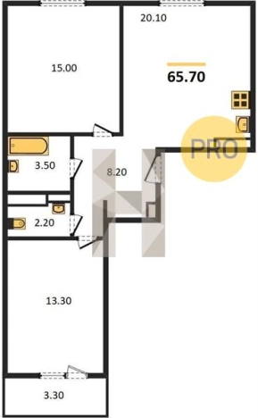 Купить двухкомнатную квартиру в ЖК Новый Сосновый в Ижевске. Вариант № 70537, 0, площадь -  квм, цена 4605570 рублей
