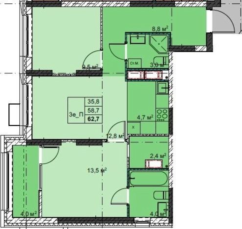 Купить трехкомнатную квартиру в ЖК Футурист в Владивостоке. Вариант № 1140694, 0, площадь -  квм, цена 15060540 рублей