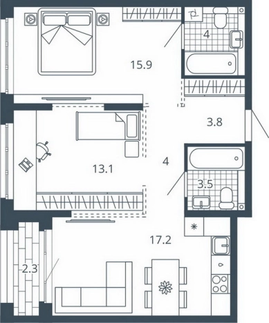 Купить двухкомнатную квартиру в ЖК Жилой комплекс "Scala city" в Пензе. Вариант № 134474, 0, площадь -  квм, цена 9479800 рублей