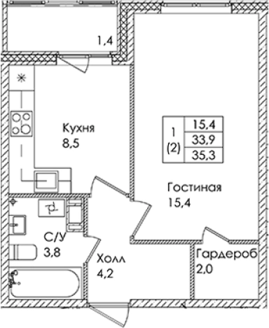 Купить однокомнатную квартиру в ЖК Ермак в Ленинградской области. Вариант № 6610017, 0, площадь -  квм, цена 5198800 рублей