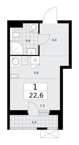 Купить однокомнатную квартиру в новостройках у метро Бунинская аллея в Москве. Вариант № 489260, 0, площадь -  квм, цена 9361598 рублей