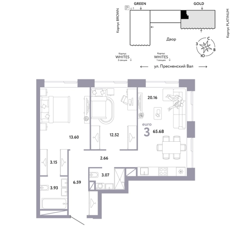 Купить трехкомнатную квартиру в ЖК Republic в Москве. Вариант № 10441343, 0, площадь -  квм, цена 57181400 рублей